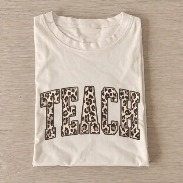 Leopard print teach t shirt sand20leopard teach.webp
