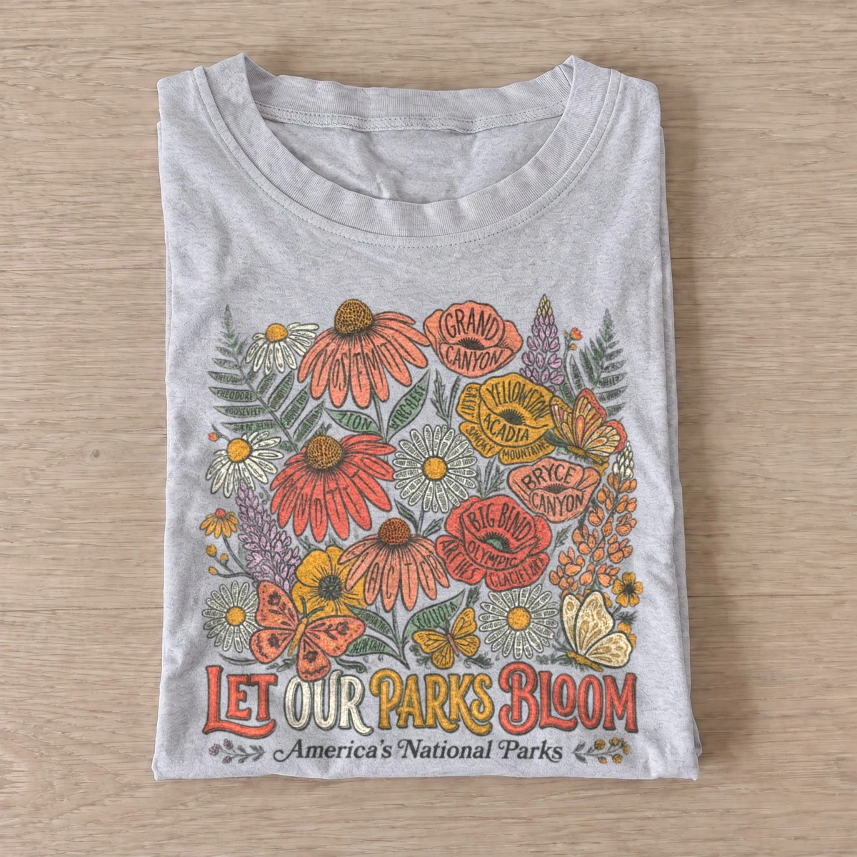Let parks bloom national parks wildflower t shirt gray20let parks bloom.webp