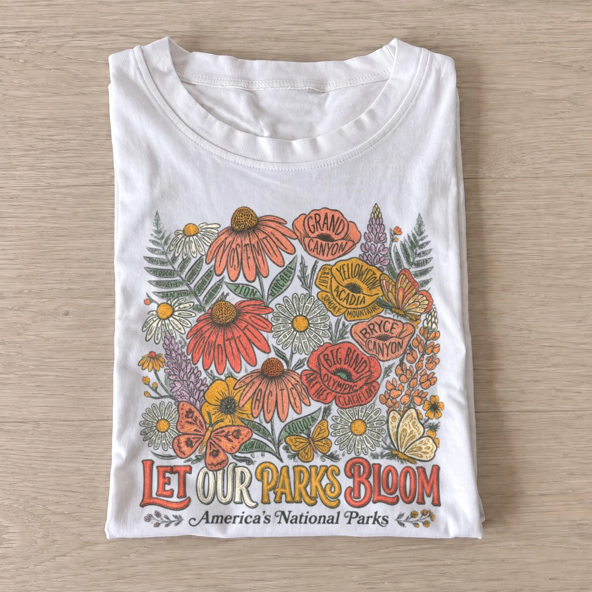 Let parks bloom national parks wildflower t shirt white20let parks bloom.webp