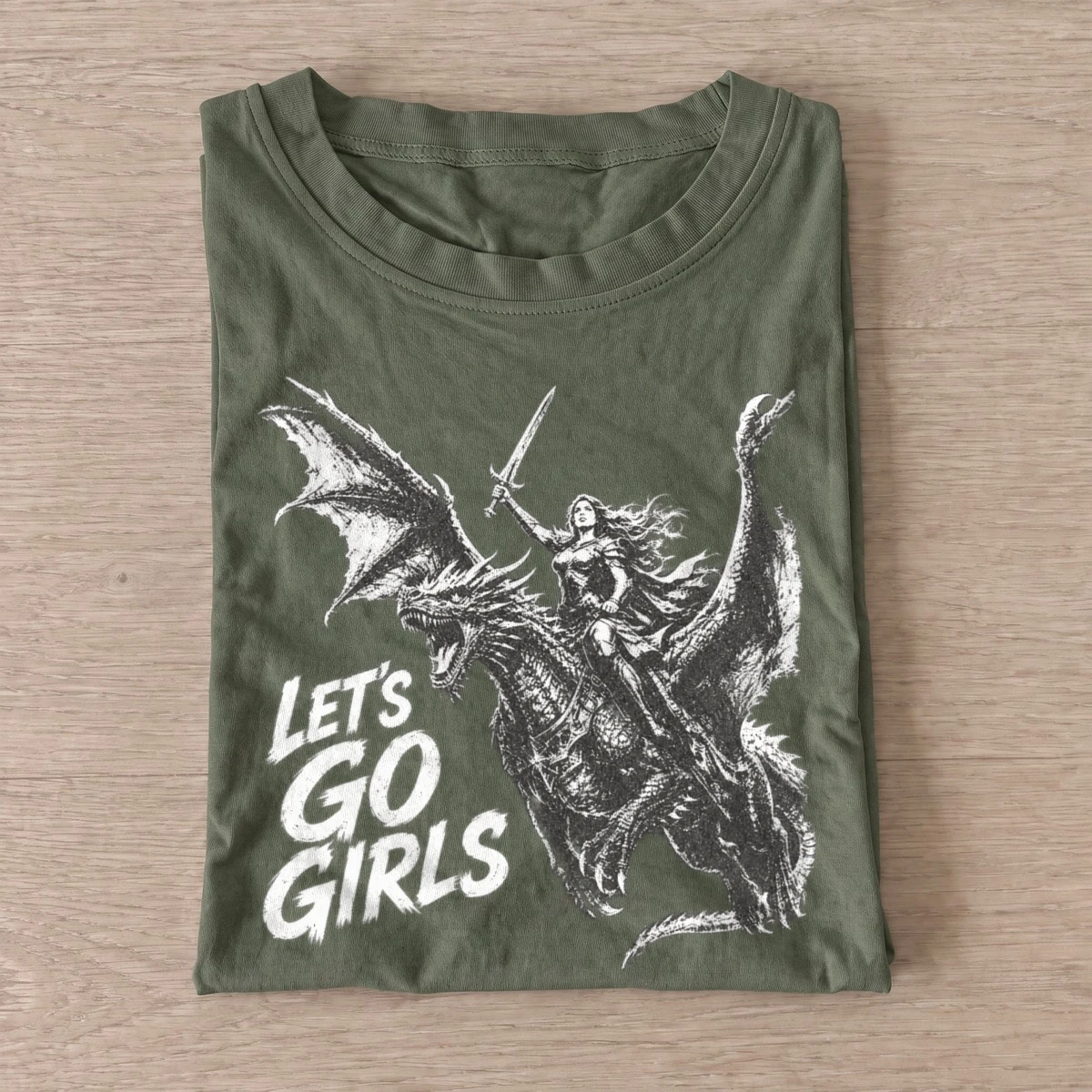 Lets go girls dragon rider t shirt olive20dragon rider girls.webp