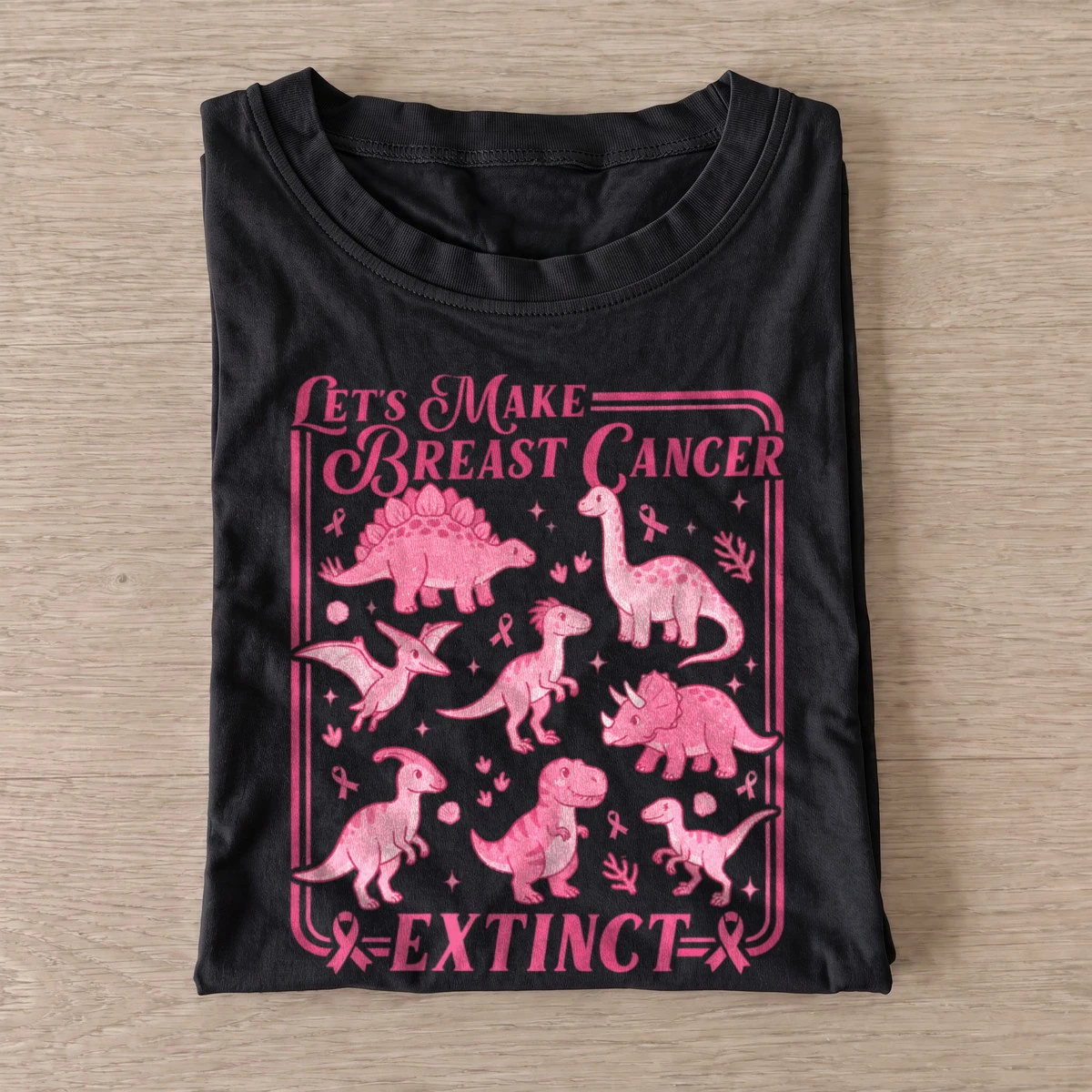 Lets make breast cancer extinct dinosaur t shirt black20extinct breast cancer.webp