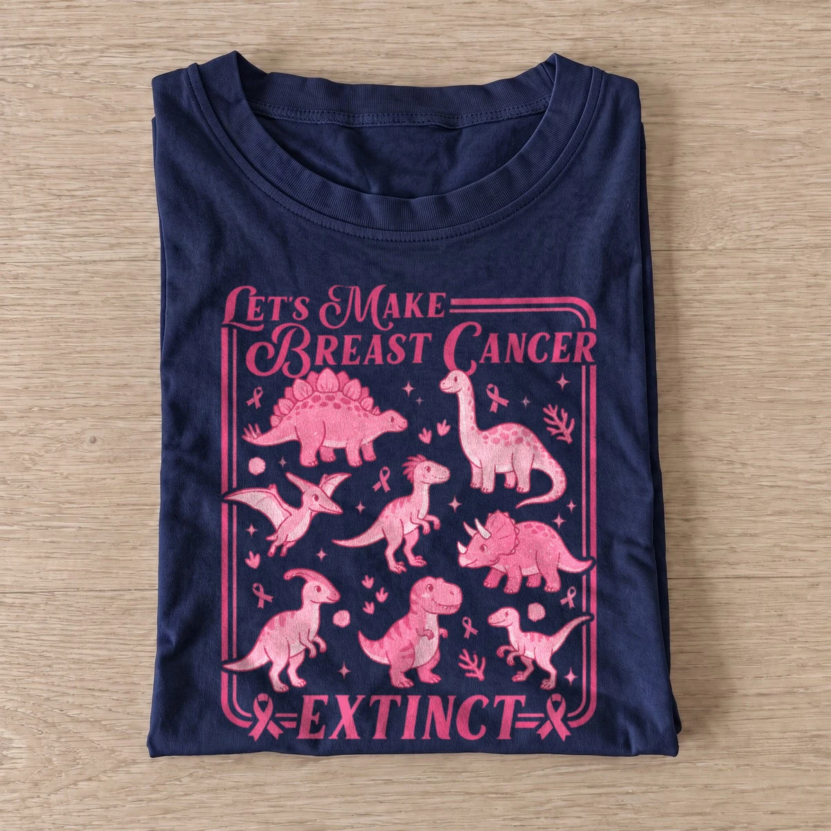 Lets make breast cancer extinct dinosaur t shirt navy20extinct breast cancer.webp