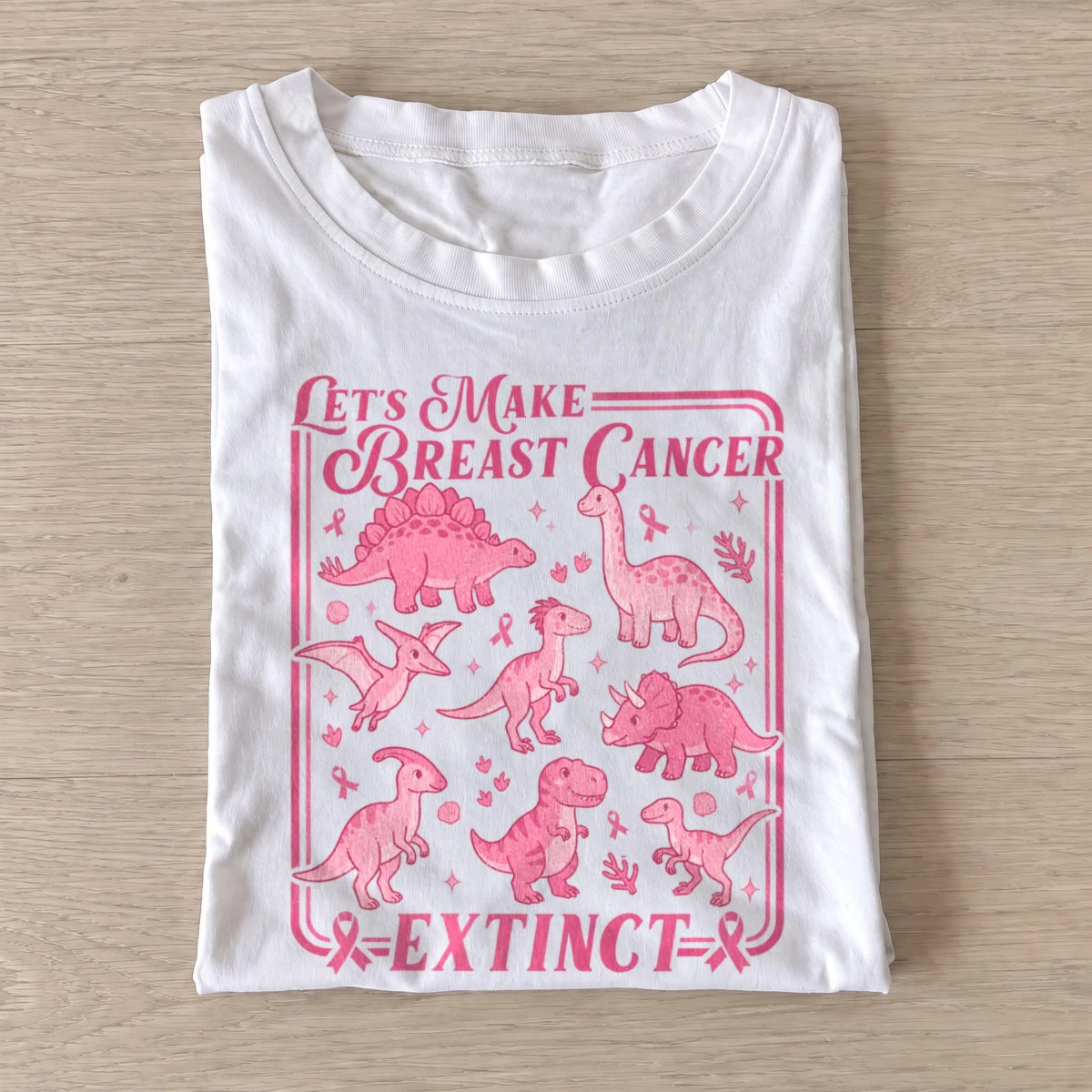 Lets make breast cancer extinct dinosaur t shirt white20extinct breast cancer.webp