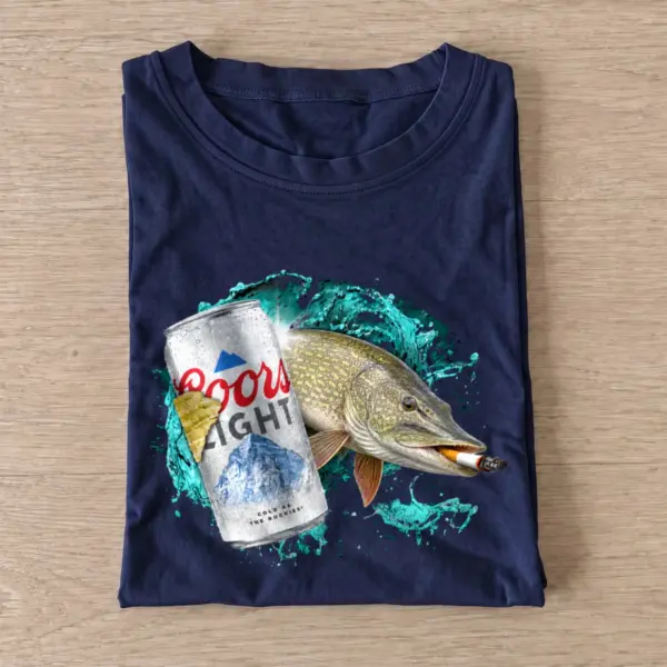 Light Lager Pike Fishing T-Shirt — graphic design