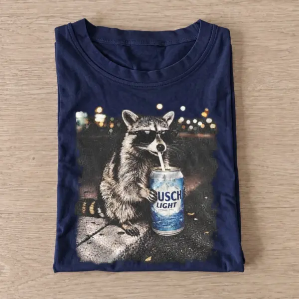 Light lager raccoon t shirt navy20light lager raccoon.webp