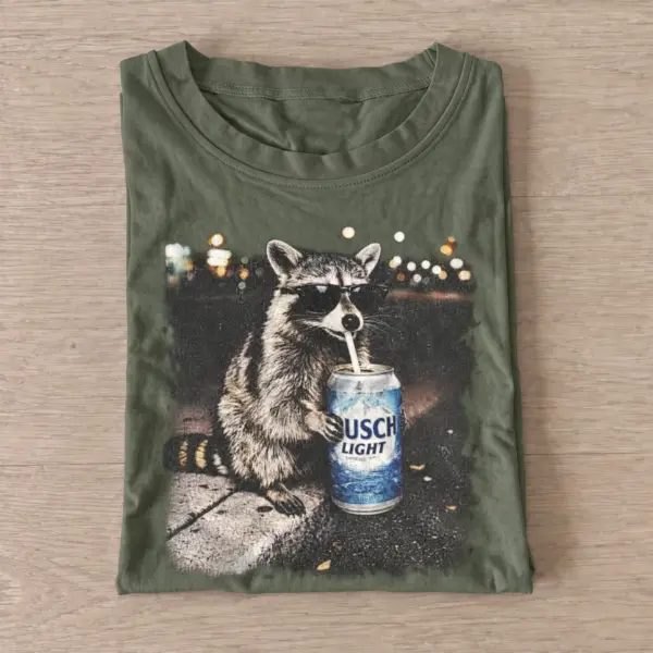 Light lager raccoon t shirt olive20light lager raccoon.webp