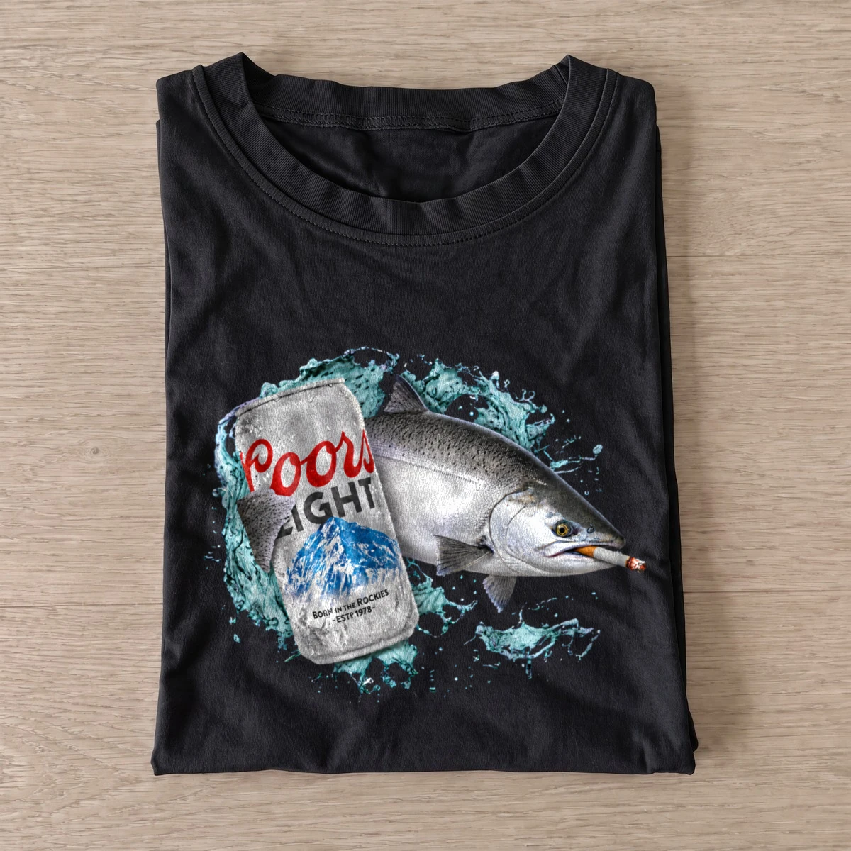 Light lager salmon t shirt black20light lager salmon.webp