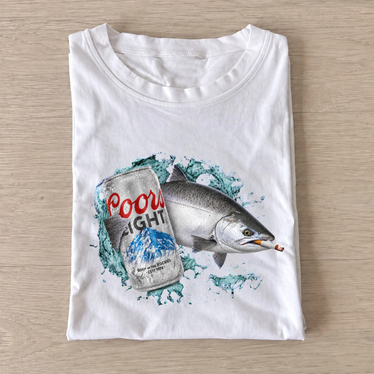 Light Lager Salmon Fishing T-Shirt — graphic design