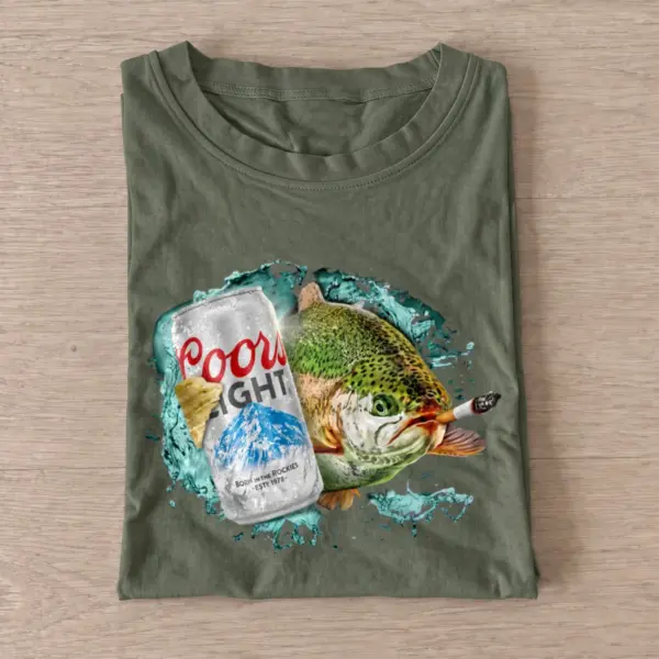 Light Lager Trout Fishing T-Shirt — graphic design