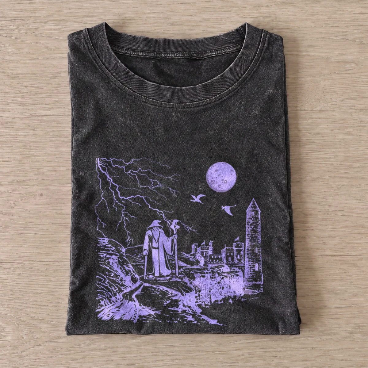 Lightning wizard vintage t shirt washed20black20lightning wizard.webp
