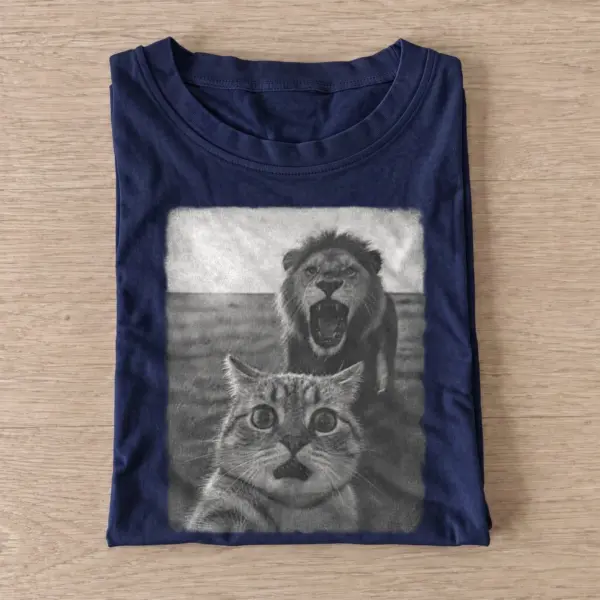 Lionhearted cat graphic t shirt navy20lionhearted cat.webp