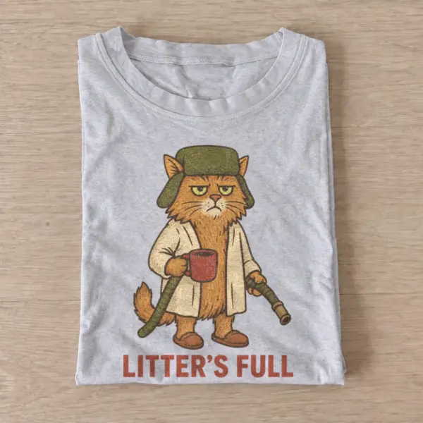 Litters full cat t shirt gray20litter is full cat.webp