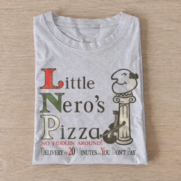 Little neros pizza holiday delivery t shirt gray20holiday pizza delivery.webp