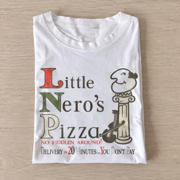 Little neros pizza holiday delivery t shirt white20holiday pizza delivery.webp