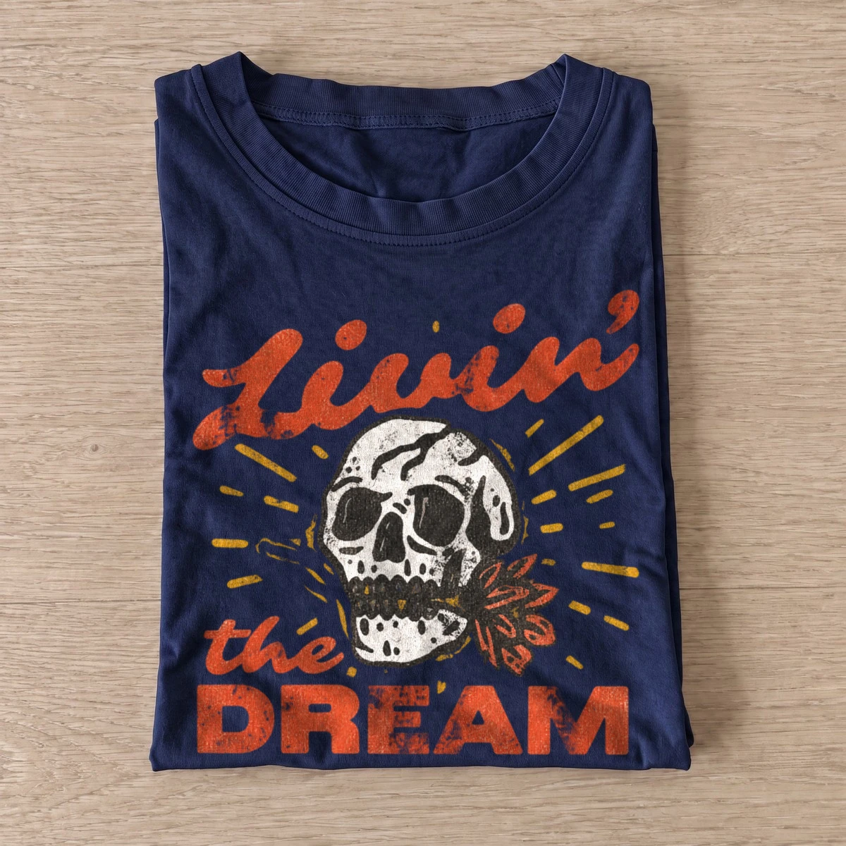 Livin the dream skull t shirt navy20living the dream.webp