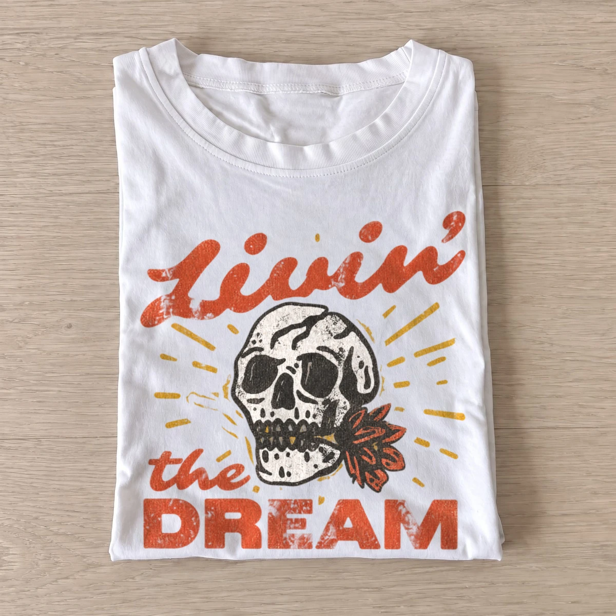 Livin the dream skull t shirt white20living the dream.webp