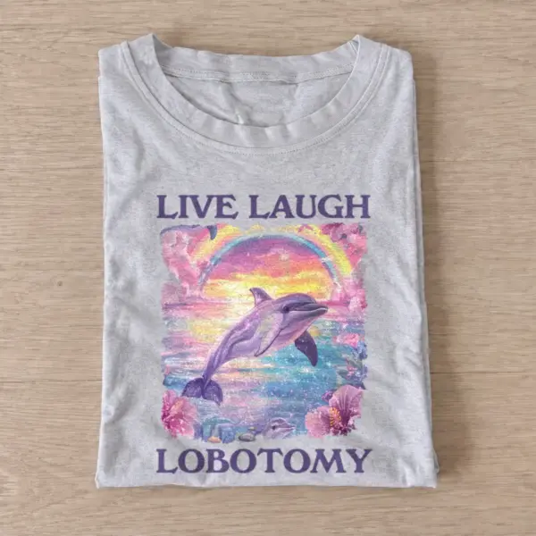 Lobotomy rainbow dolphin t shirt gray20lobotomy rainbow dolphin.webp