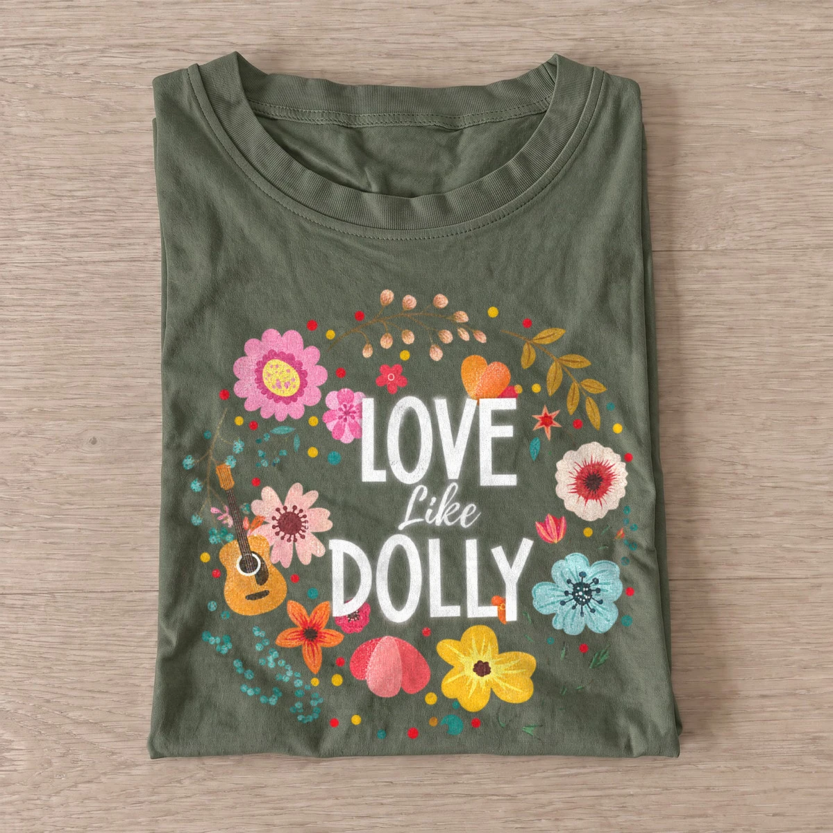 Love like dolly floral country t shirt olive20floral country love.webp