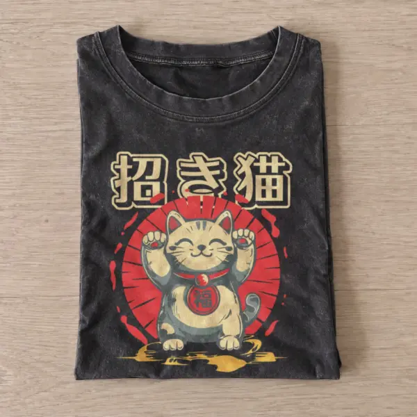 Lucky cat vintage t shirt washed20black20lucky cat.webp