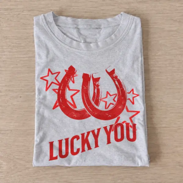 Lucky you horseshoes t shirt gray20lucky horseshoes.webp