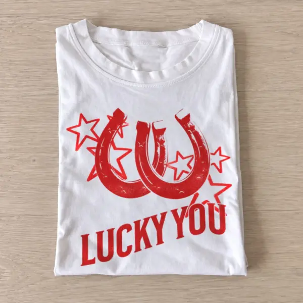 Lucky you horseshoes t shirt white20lucky horseshoes.webp