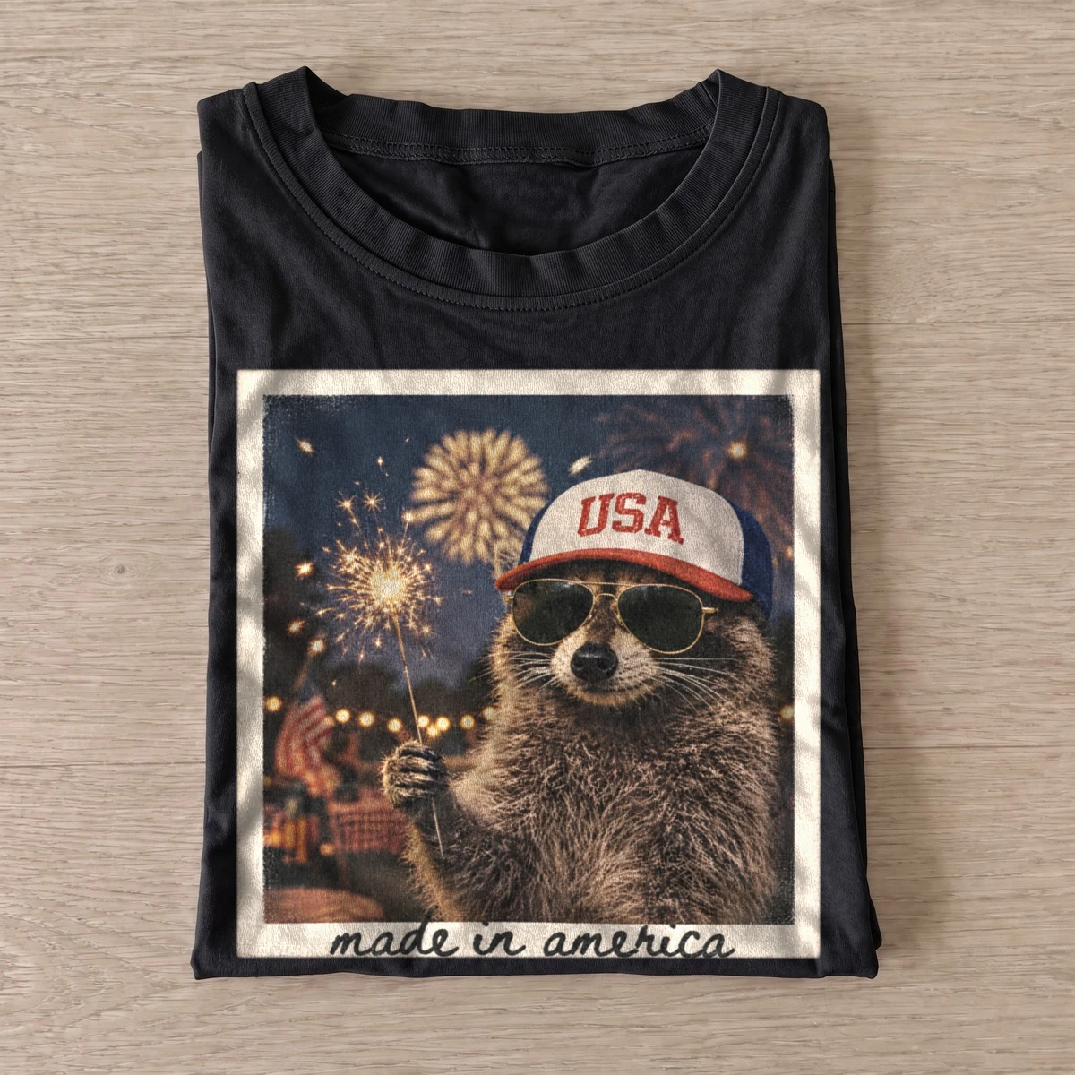 Made in america raccoon t shirt black20made in america raccoon.webp