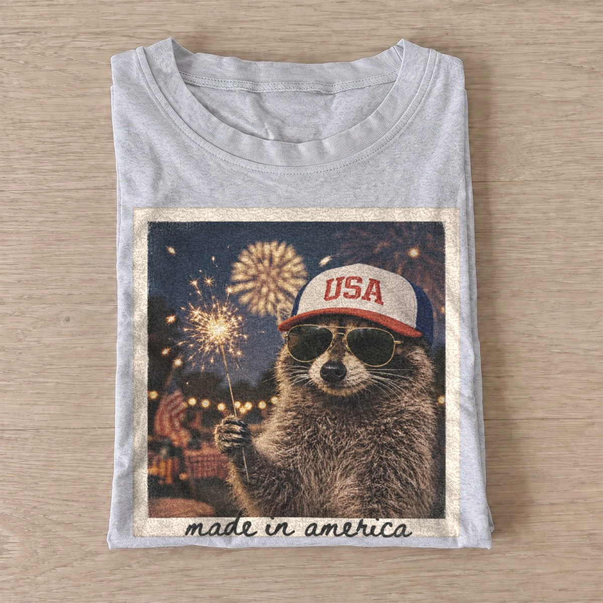 Made in america raccoon t shirt gray20made in america raccoon.webp