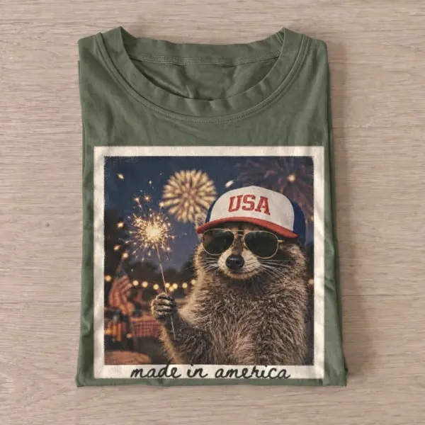 Made in america raccoon t shirt olive20made in america raccoon.webp