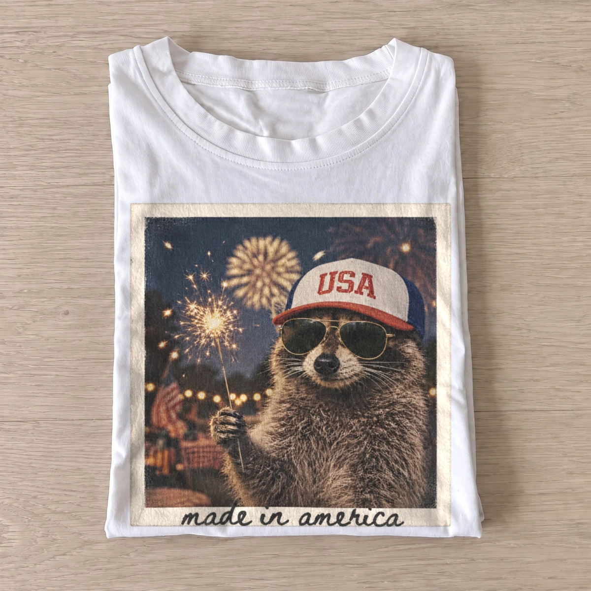 Made in america raccoon t shirt white20made in america raccoon.webp