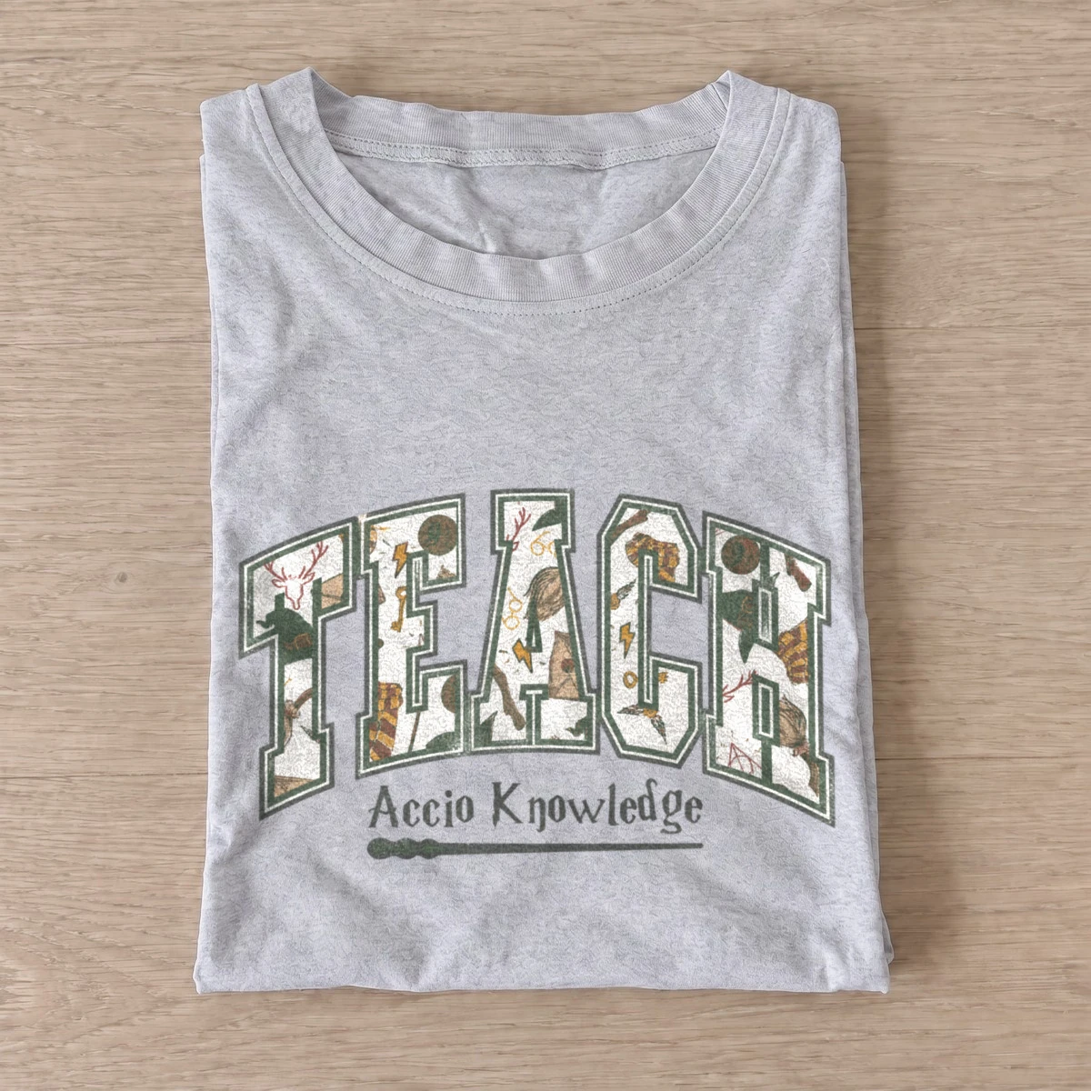 Magical teacher accio knowledge t shirt gray20magical teacher.webp