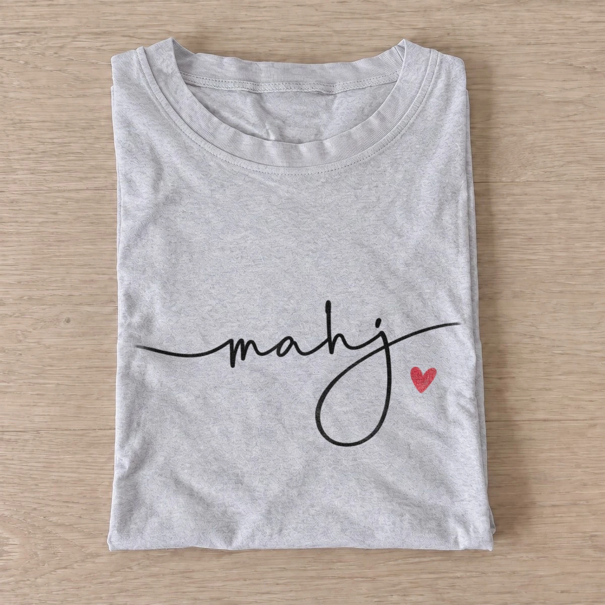 Mahj script heart t shirt gray20mahj heart.webp