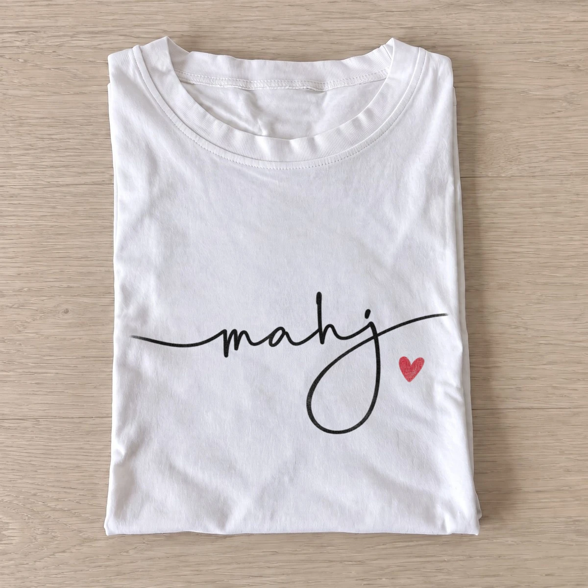 Mahj script heart t shirt white20mahj heart.webp