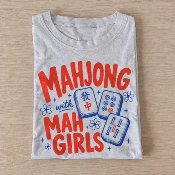 Mahjong with mah girls t shirt gray20mahjong with girls.webp