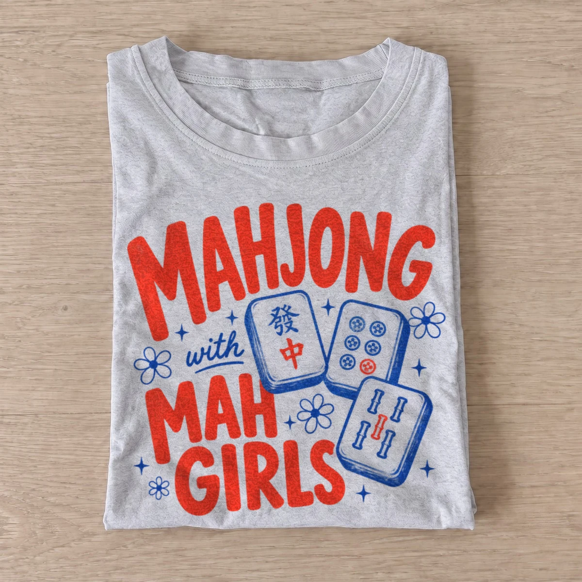 Mahjong with mah girls t shirt gray20mahjong with girls.webp