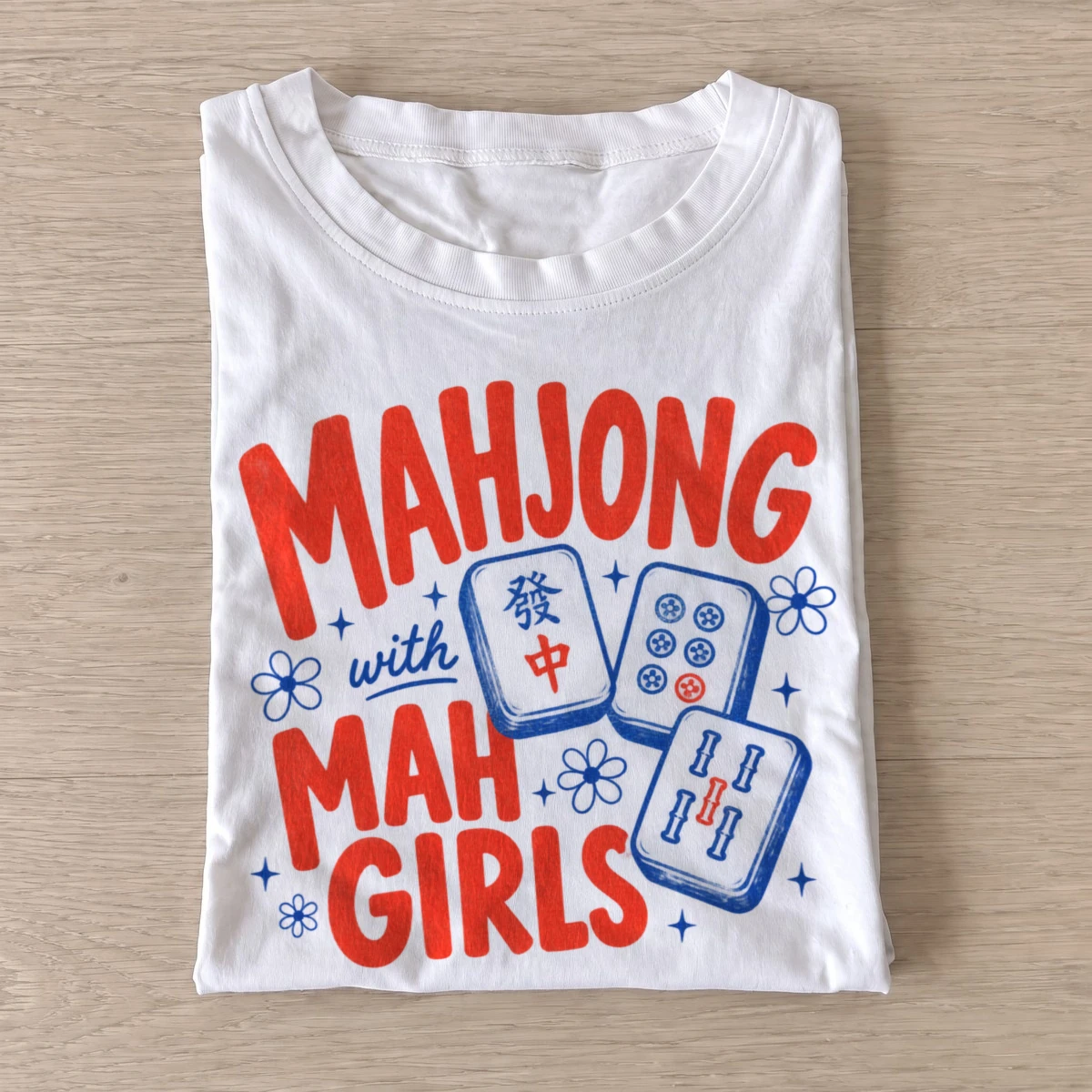 Mahjong with mah girls t shirt white20mahjong with girls.webp
