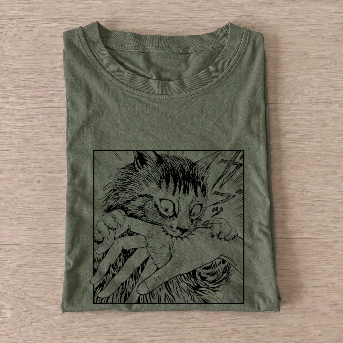 Manga cat bite t shirt olive20manga cat bite.webp