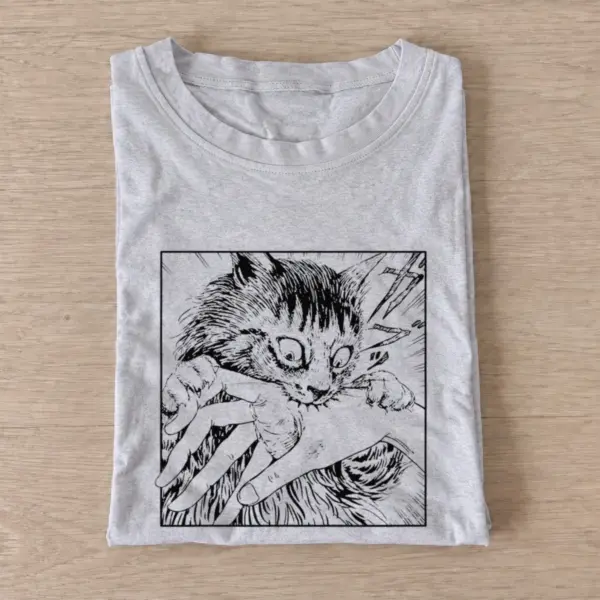Manga kitten panel t shirt gray20manga kitten panel.webp