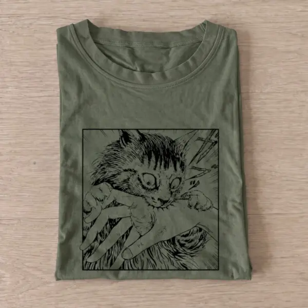 Manga kitten panel t shirt olive20manga kitten panel.webp