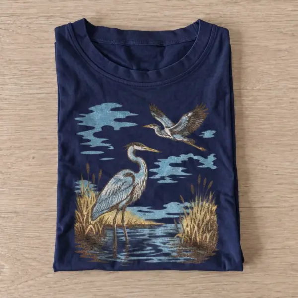 Marsh herons wildlife t shirt navy20marsh herons.webp
