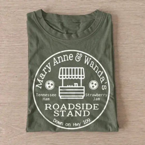 Mary anne wandas roadside stand t shirt olive20country roadside stand.webp