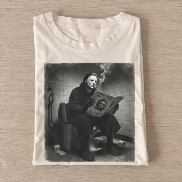 Masked killer reading newspaper t shirt sand20masked killer reading.webp