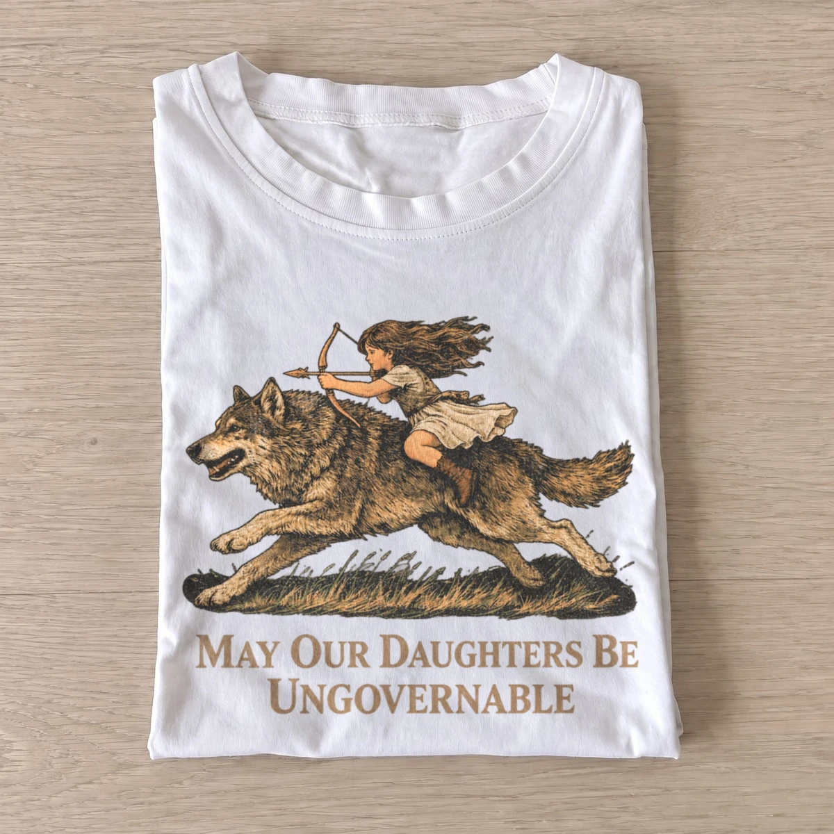 May our daughters be ungovernable wolf rider t shirt white20wolf rider daughter.webp