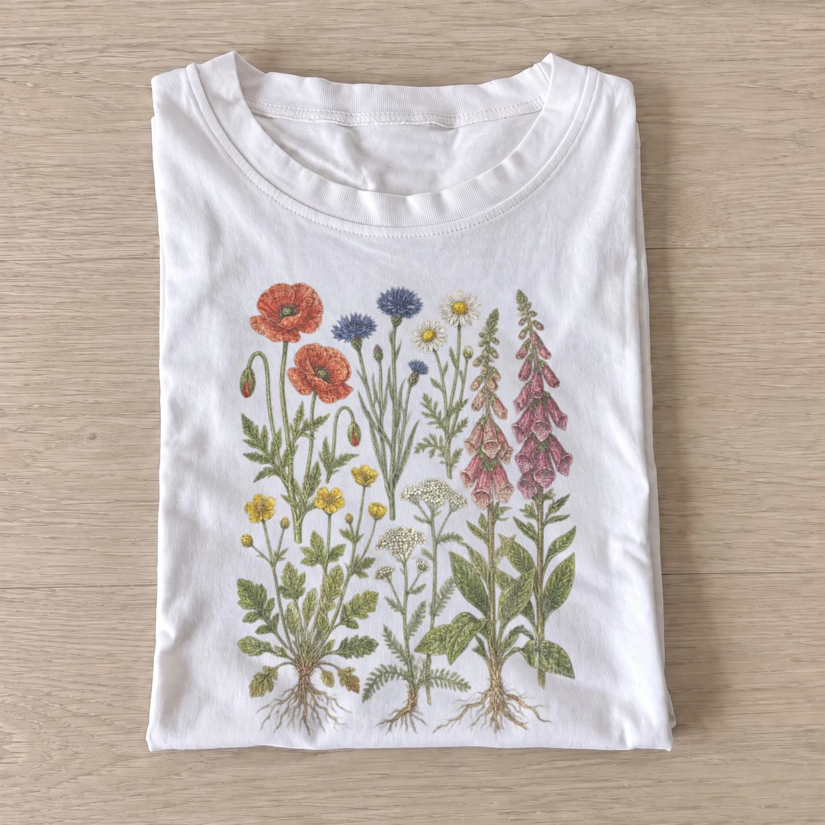 Meadow botanical study wildflower t shirt white20meadow botanical study.webp