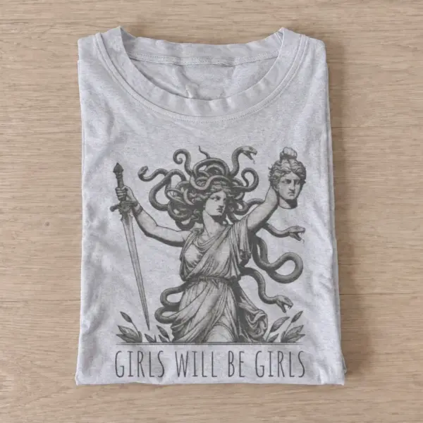 Medusa girls will be girls graphic t shirt gray20medusa warrior.webp