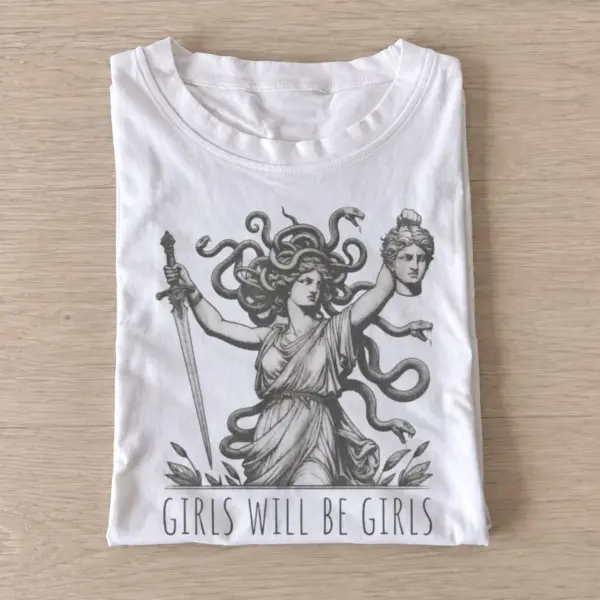 Medusa girls will be girls graphic t shirt white20medusa warrior.webp