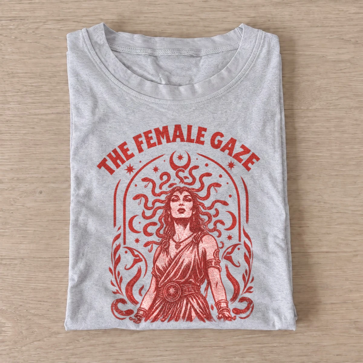 Medusa the female gaze t shirt gray20medusa female gaze.webp