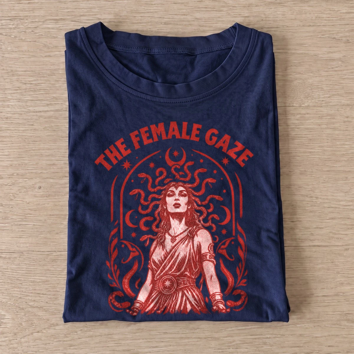 Medusa the female gaze t shirt navy20medusa female gaze.webp