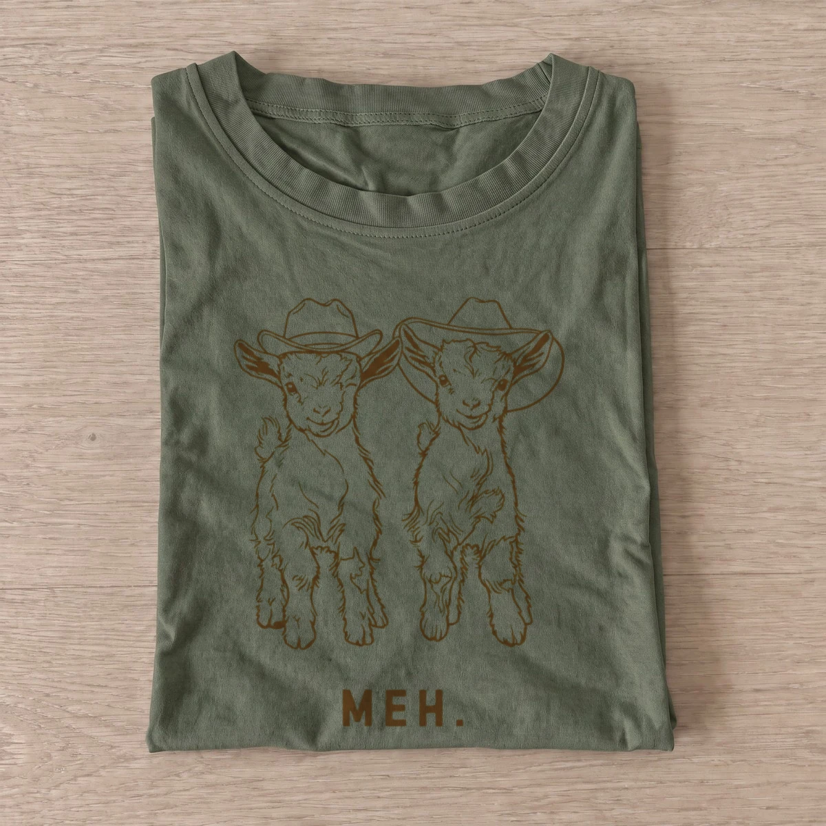 Meh cowboy goats t shirt olive20meh cowboy goats.webp