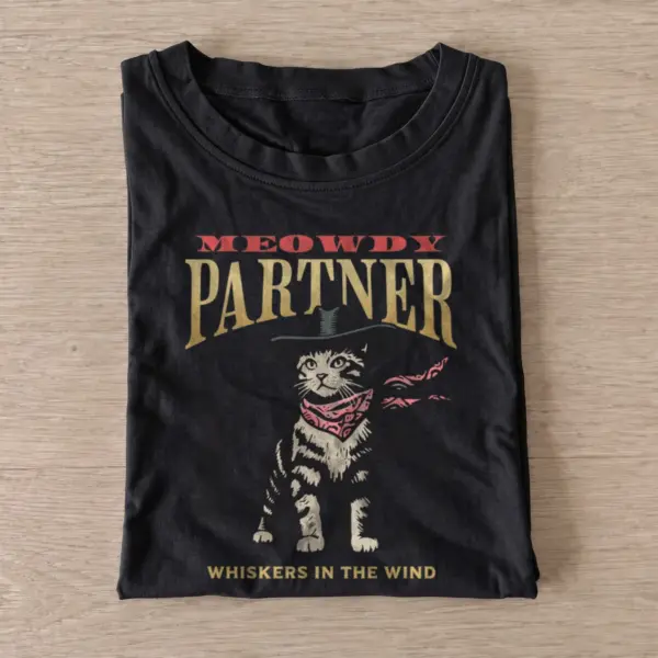 Meowdy partner cat t shirt black20meowdy partner cat.webp
