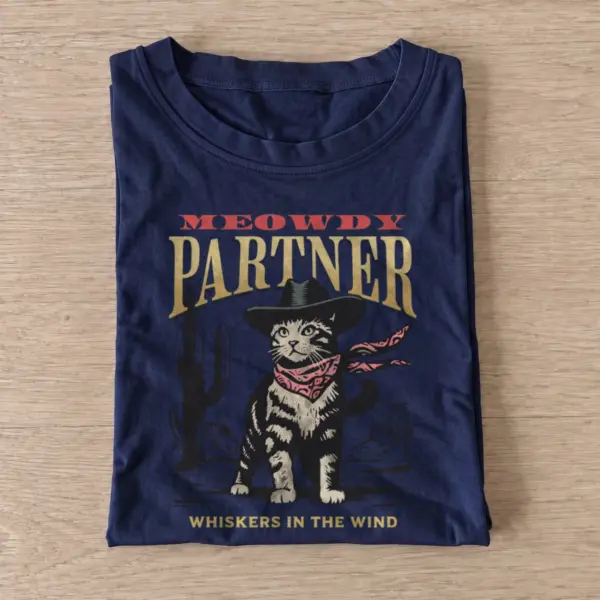 Meowdy partner cat t shirt navy20meowdy partner cat.webp